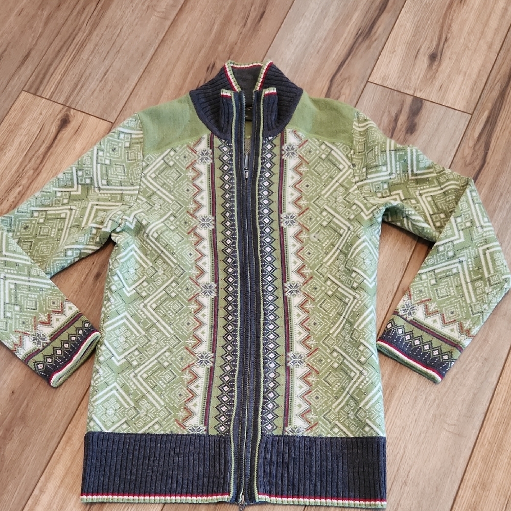 Eddie Bauer Wool Full Zip Ski Sweater Women's Size Small